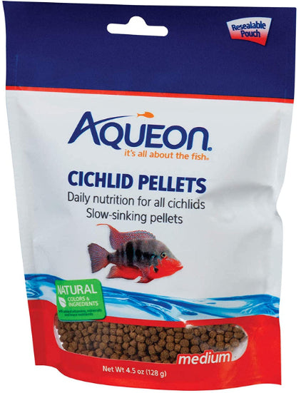 4.5 oz Aqueon Cichlid Food Medium Pellets Slow Sinking Pellets