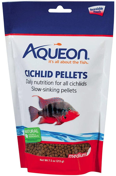 7.5 oz Aqueon Cichlid Food Medium Pellets Slow Sinking Pellets