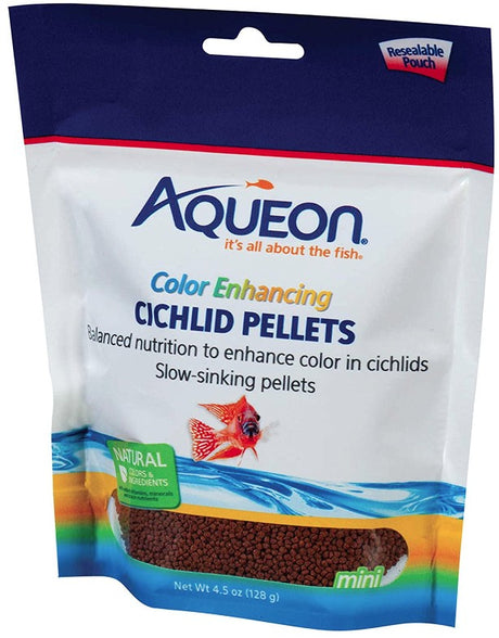 Aqueon Color Enhancing Cichlid Food Mini Pellets - PetMountain.com