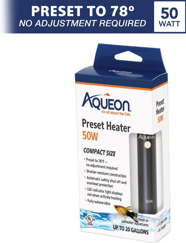50 watt Aqueon Preset Heater for Aquariums Compact Size