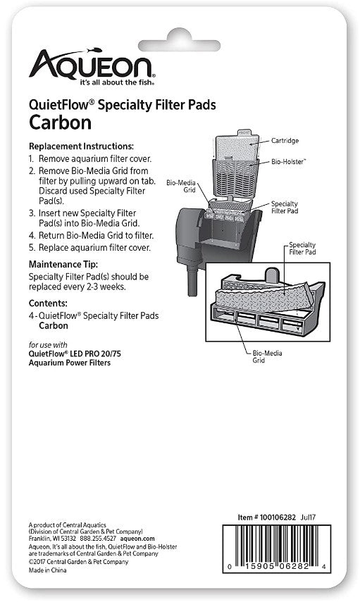 24 count (6 x 4 ct) Aqueon Carbon for QuietFlow LED Pro Power Filter 20/75