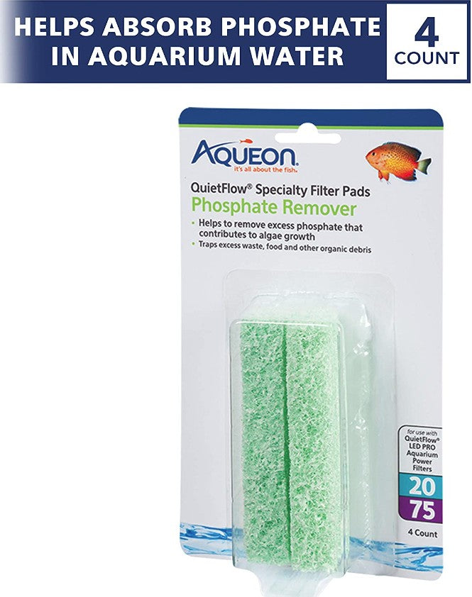 4 count Aqueon Phosphate Remover for QuietFlow LED Pro Power Filter 20/75