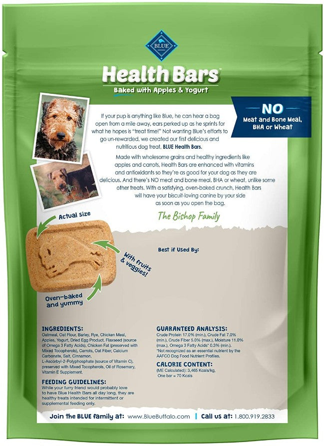 48 oz (3 x 16 oz) Blue Buffalo Health Bars Baked with Apples and Yogurt Natural Biscuits for Dogs