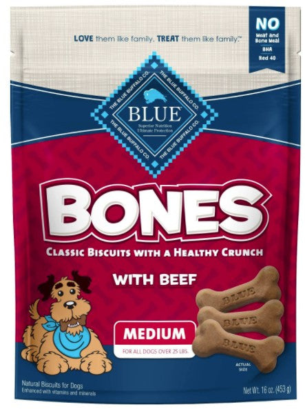 48 oz (3 x 16 oz) Blue Buffalo Classic Bone Biscuits with Beef Medium