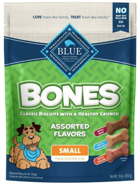 16 oz Blue Buffalo Classic Bone Biscuits Assorted Flavors Small