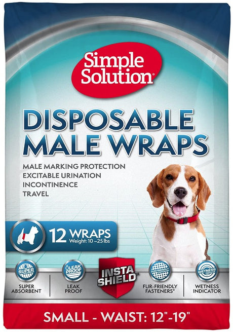 12 count Simple Solution Disposable Male Wraps Small