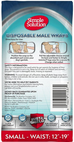 72 count (6 x 12 ct) Simple Solution Disposable Male Wraps Small