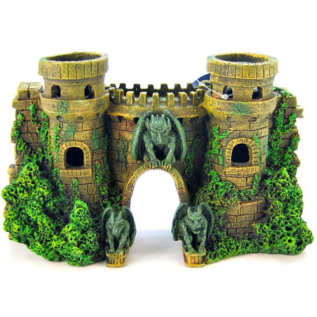 Blue Ribbon Castle Fortress with Gargoyles Aquarium Ornament - PetMountain.com