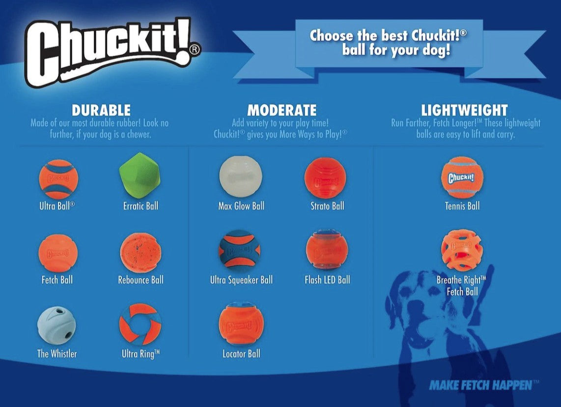 Medium - 10 count Chuckit Fetch Ball High Bounce Dog Toy for Chuckit Ball Launcher