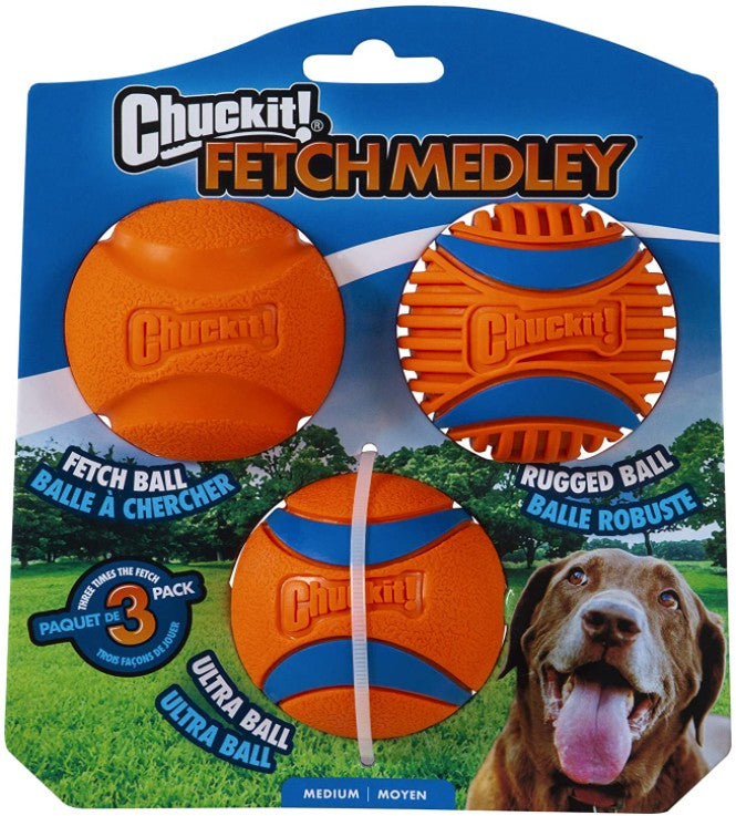 30 count (10 x 3 ct) Chuckit Fetch Medley Balls Gen Three Dog Toy