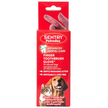 30 count (6 x 5 ct) Sentry Petrodex Finger Toothbrush Glove for Cats and Dogs