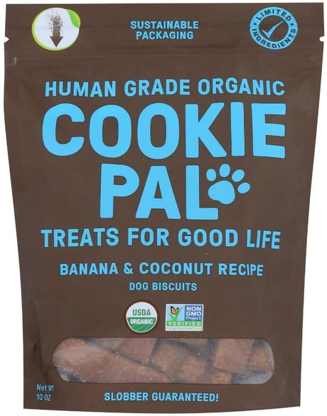 10 oz Cookie Pal Organic Dog Biscuits with Banana and Coconut