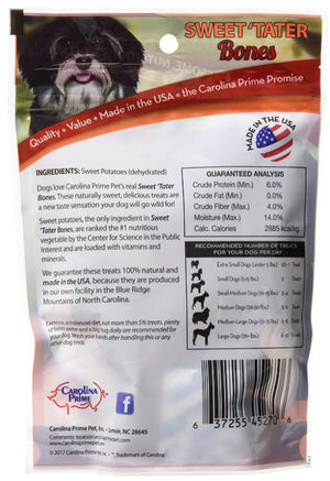 60 oz (12 x 5 oz) Carolina Prime Sweet Tater Bones Dog Treats