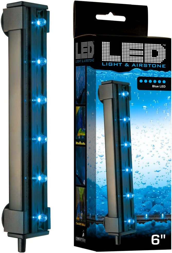 6" long - 1 count Via Aqua Submersible Blue LED Light and Airstone