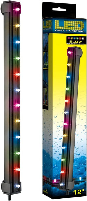 12" long - 3 count Via Aqua LED Light and Airstone Slow Color Changing