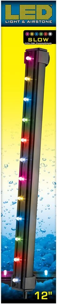12" long - 1 count Via Aqua LED Light and Airstone Slow Color Changing