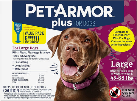 6 count PetArmor Plus Flea and Tick Treatment for Large Dogs (45-88 Pounds)