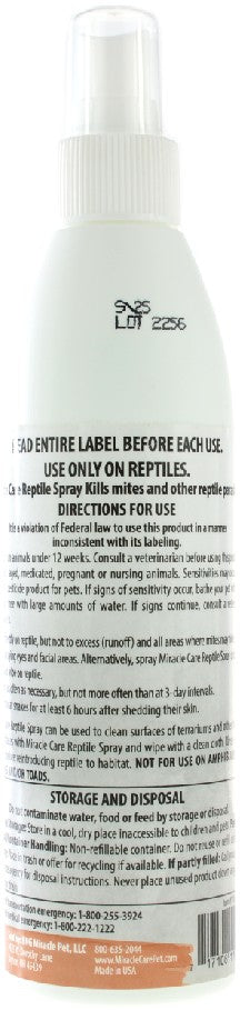 8 oz Miracle Care Reptile Spray Kills Mites on Reptiles