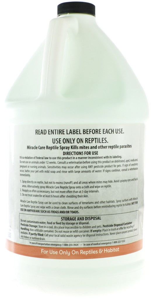 2 gallon (2 x 1 gal) Miracle Care Reptile Spray Kills Mites on Reptiles