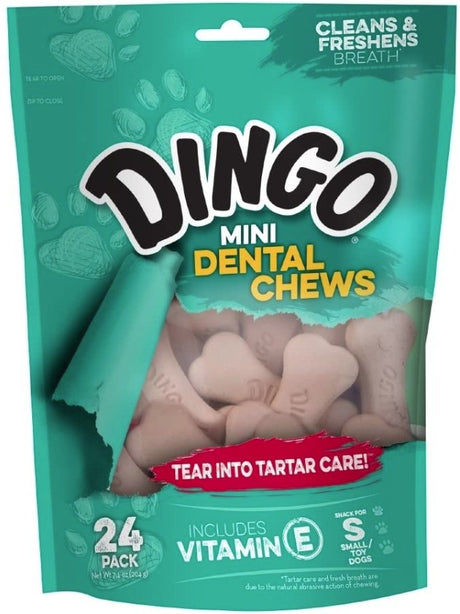 384 count (16 x 24 ct) Dingo Mini Dental Chews Cleans and Freshens Breath for Small Dogs