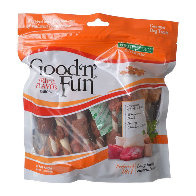 Healthy Hide Good'n' Fun Triple Flavor Kabobs Chicken, Duck and Chicken Liver Dog Treats - PetMountain.com