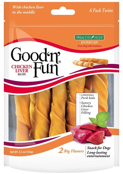 Healthy Hide Good 'n' Fun Stuffed Chicken Liver Twists - PetMountain.com