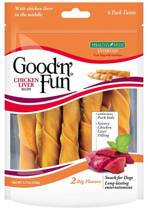 6 count Healthy Hide Good 'n' Fun Stuffed Chicken Liver Twists