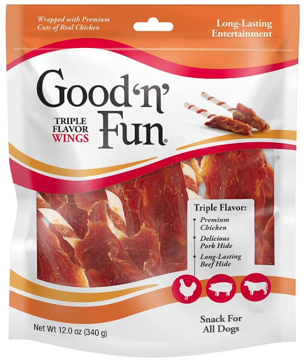 Healthy Hide Good n Fun Triple-Flavor Wings Chicken, Pork and Beef Hide - PetMountain.com