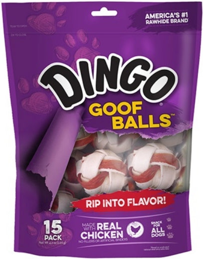 90 count (6 x 15 ct) Dingo Goof Balls with Real Chicken Small