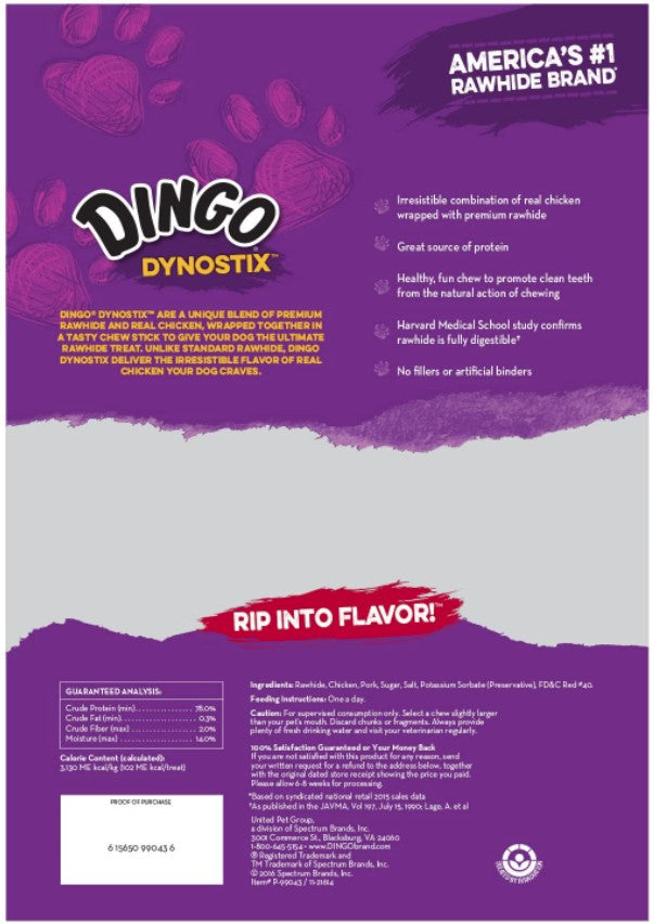 10 count Dingo Dynostix with Real Chicken