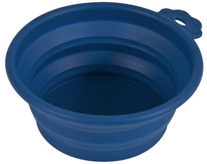 Large - 10 count Petmate Round Silicone Travel Pet Bowl Blue