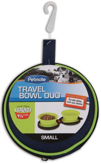 Petmate Silicone Travel Duo Bowl Green - PetMountain.com