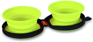 Small - 6 count Petmate Silicone Travel Duo Bowl Green