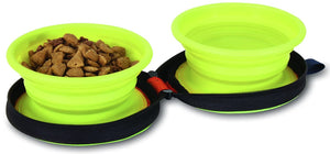 Small - 6 count Petmate Silicone Travel Duo Bowl Green