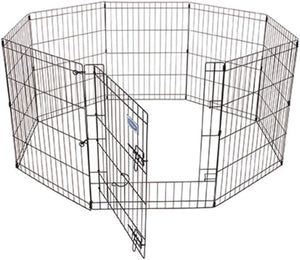 Petmate Exercise Pen Single Door with Snap Hook Design and Ground Stakes for Dogs Black - PetMountain.com