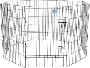 Petmate Exercise Pen Single Door with Snap Hook Design and Ground Stakes for Dogs Black - PetMountain.com