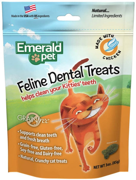 18 oz (6 x 3 oz) Emerald Pet Feline Dental Treats Chicken Flavor