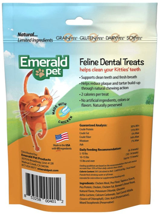 3 oz Emerald Pet Feline Dental Treats Chicken Flavor
