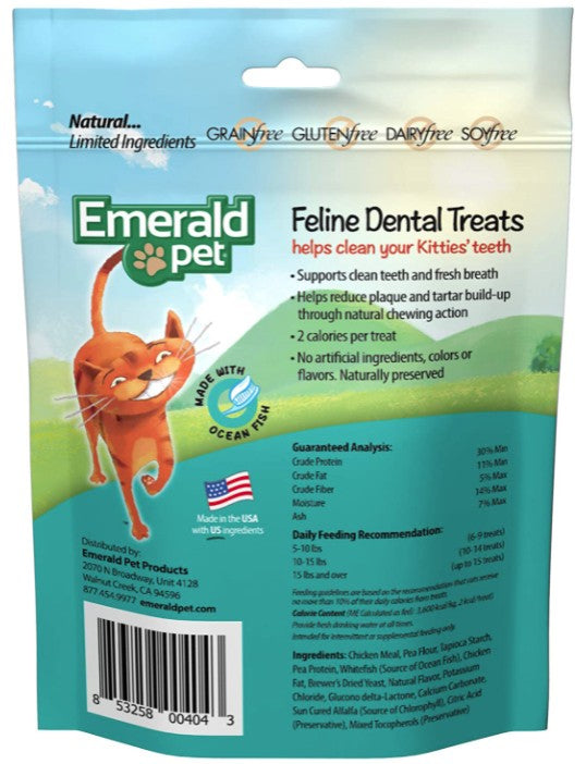 18 oz (6 x 3 oz) Emerald Pet Feline Dental Treats Ocean Fish Flavor