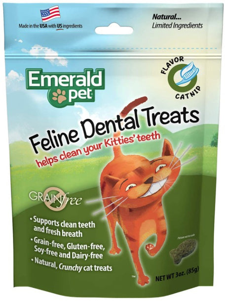 18 oz (6 x 3 oz) Emerald Pet Feline Dental Treats Catnip Flavor