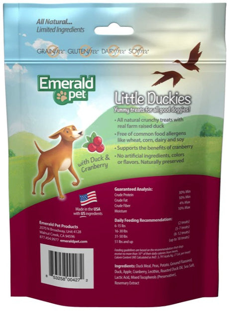 5 oz Emerald Pet Little Duckies Dog Treats with Duck and Cranberry