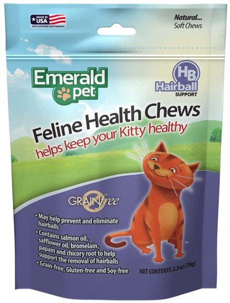10 oz (4 x 2.5 oz) Emerald Pet Feline Health Chews Hairball Support
