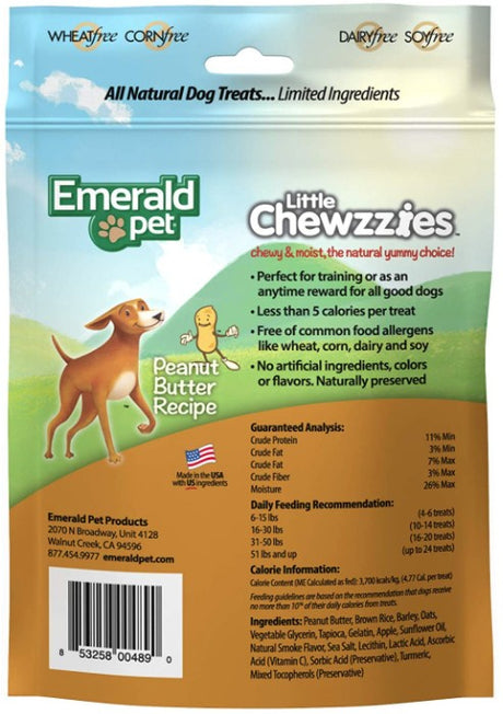 5 oz Emerald Pet Little Chewzzies Soft Training Treats Peanut Butter Recipe