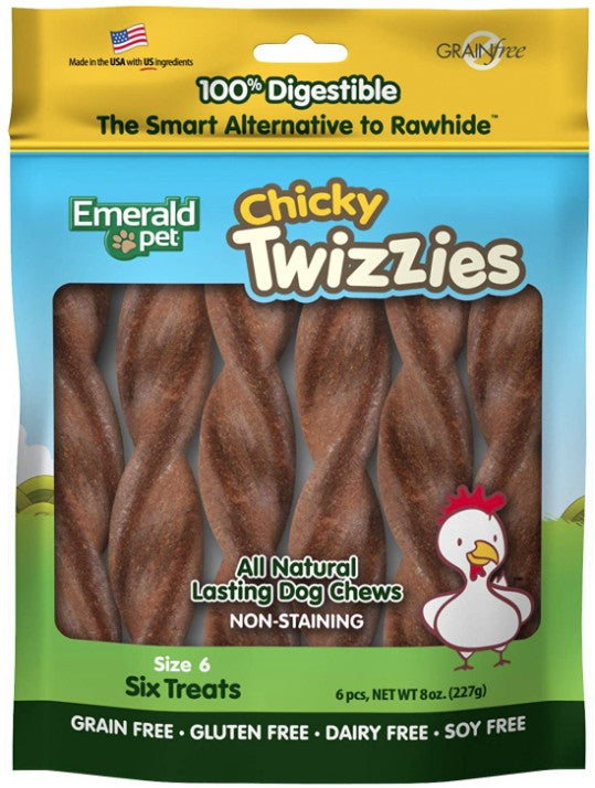 6 count Emerald Pet Chicky Twizzies Natural Dog Chews