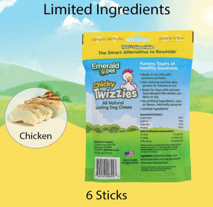 6 count Emerald Pet Chicky Twizzies Natural Dog Chews