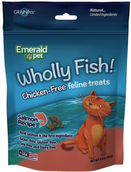 18 oz (6 x 3 oz) Emerald Pet Wholly Fish! Cat Treats Salmon Recipe