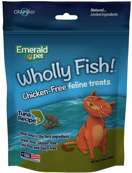 18 oz (6 x 3 oz) Emerald Pet Wholly Fish! Cat Treats Tuna Recipe