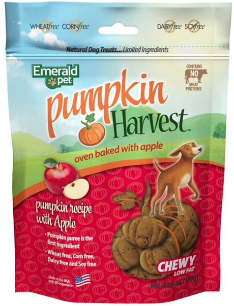24 oz (4 x 6 oz) Emerald Pet Pumpkin Harvest Oven Baked Dog Treats with Apple