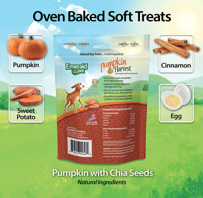 6 oz Emerald Pet Pumpkin Harvest Oven Baked Dog Treats with Sweet Potato