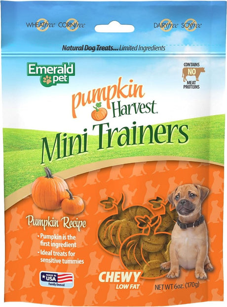 36 oz (6 x 6 oz) Emerald Pet Pumpkin Harvest Mini Trainers Chewy Dog Treats